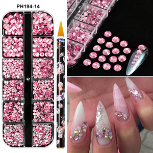 12 grilles de noël <span class=keywords><strong>rouge</strong></span> vert SS6-SS30 mixte ongles <span class=keywords><strong>strass</strong></span> brillant clair/or/rose/bleu diamant plat-dos ongles gemme pierres de verre - Product Image 6