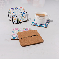 Sous-verres en MDF écologiques avec support en liège, antidérapants, durables, surface résistante à la chaleur pour tasses à café et à thé, usage domestique, cuisine, bureau