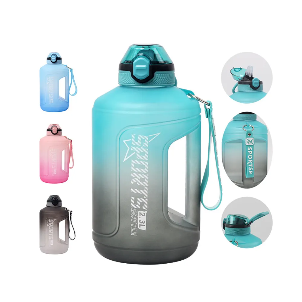 Custom Logo Large 2.3L Large Capacity Sports Water Bottle Ton Barrel Outdoor Camping Portable Transparent Fitness Water Cup