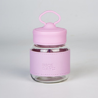 Tasse à thé en verre mignonne de haute qualité avec manchon anti-brûlure, bouteille en verre unisexe au design classique, compatible lave-vaisselle, 300 ml