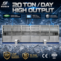 Machine à glaçons industrielle automatique 10/20 tonnes, contrôle PLC, en acier 304, pour boissons, entrepôts frigorifiques, hôtels et complexes hôteliers
