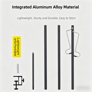 ขาตั้งไฟแคมป์ปิ้งแบบพับได้ อลูมิเนียมอัลลอยด์น้ำหนักเบาพิเศษ แบบพกพา ใช้ได้ 2 รูปแบบ ทั้งแบบหนีบโต๊ะและแบบเสียบปักพื้น สำหรับกิจกรรมกลางแจ้ง ปิกนิก - Product Image 5