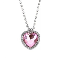 Collier en cristal multicolore en forme de cœur, chaîne entièrement ornée de strass, pendentif cœur rouge, rose, bleu, bijoux pour femmes, mariage, fête