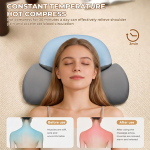 Oreiller de massage intelligent à compression d'air avec chauffage rechargeable 3 en 1 pour soulager la douleur, traction cervicale, relaxant pour les épaules - Product Image 3