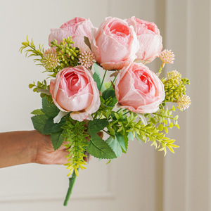 Ramo de Rosas Artificiales de 7 Cabezas, Flores de Seda Coreanas Hechas a Mano, Estilo Moderno, Decoración para Bodas y Hogar, Accesorios para el Día de San Valentín - Product Image 3