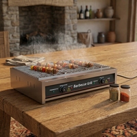 Barbecue Électrique Sans Fumée Commercial en Acier Inoxydable, Four à Kebab, Machine à Griller les Brochettes de Viande Sans Fumée