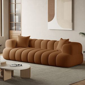 Cordero terciopelo algodón caramelo hogar minimalista sofá crema estilo tela sofá pequeño apartamento sala de estar - Product Image 2
