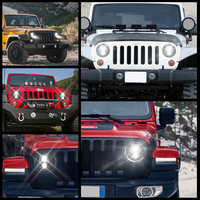 Système d'éclairage automobile phare rond à anneau de Halo de faisceau haut et bas de 7 pouces phare de voiture à Led pour Jeep Wrangler Jk phares de moto