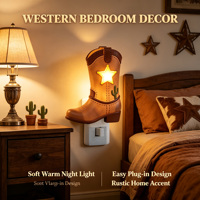 Lampe de nuit LED en forme de botte de cowboy western 360 ° Lampe murale décorative rotative, décoration intérieure, veilleuse, vente en gros d'usine, cadeau OEM