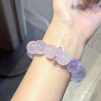 Bracelet en cristal naturel multicolore - Blanc crème, sang de cheval et améthyste, design unique pour cadeau de meilleure amie