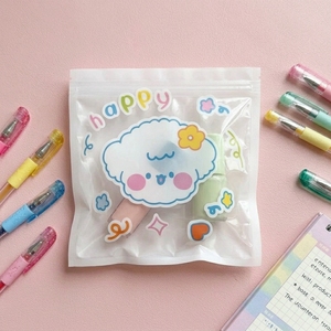 Sac d'emballage personnalisé pour autocollants <span class=keywords><strong>de</strong></span> dessins animés, pochette transparente refermable avec fermeture éclair pour petites entreprises et papeterie - Product Image 1