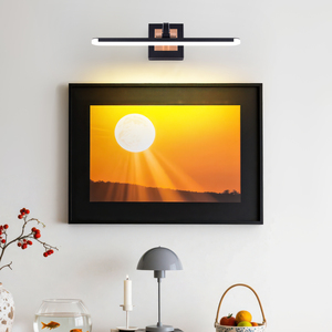 Applique murale moderne en aluminium noir LED 3500K blanc chaud pour salle de bain, avec interrupteur et variateur d'intensité, fixation murale - Product Image 5