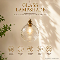 Abat-jour en verre ondulé transparent rond, fait main, de remplacement pour suspension de plafond