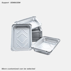 Barquette alimentaire en aluminium de 700 ml, 220*155*35 mm, avec couvercle en carton, compatible four, jetable, pour la cuisson - Product Image 1