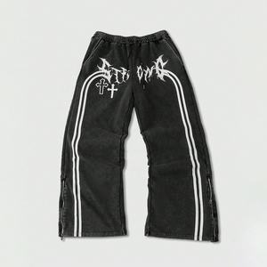 Rainbow Spray Men's Street Print Side Striped Side Zip Loose Wide Leg Sweatpants Goth Pants <strong>Trousers</strong> <strong>Rave</strong> Baggy Hip Hop for Men - Product Image 1