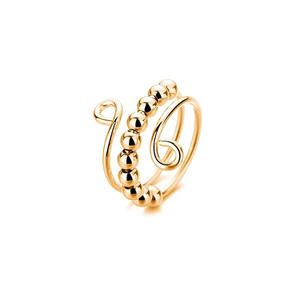 <span class=keywords><strong>Anillo</strong></span> de Acero Inoxidable a la Moda G4393, Ajustable y Chapado en Oro con Cuentas Giratorias, <span class=keywords><strong>Anillo</strong></span> Antiestrés Moderno para Bodas - Product Image 2