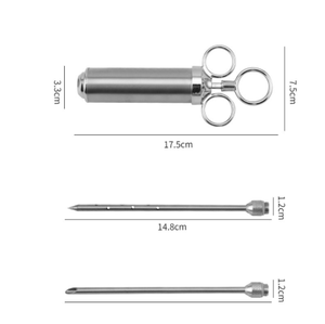 Seringue à viande robuste de 2 oz en acier inoxydable 304 avec 3 aiguilles injectrices pour marinade, idéale pour barbecue, fumoir, steak, dinde - Product Image 4