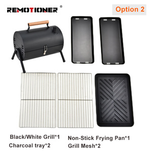 Coréen Portable Pliable Extérieur BBQ Grill Circle Four Camping Charcoal Grills avec Poêle Antiadhésive Plaque En Acier Noir/Blanc - Product Image 6