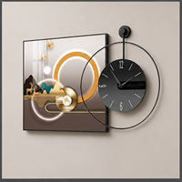 Horloge murale artistique Cerf de montagne, décor paysager noir et or pour murs de canapé, bureaux, suites d'hôtel, intérieurs inspirés de la nature