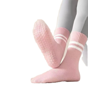 Crew Non-slip Cotton Sports <b>Socks</b> Taiwan Made 100% Cotton <b>Breathable</b> Anti-slip Mid-Calf Fitness <b>Socks</b> - Product Image 1