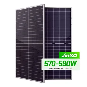 Roof Installation TOPCon Technology Jinko 580w 585w N Type Bifacial Solar Panels With Double Glass For Home Use