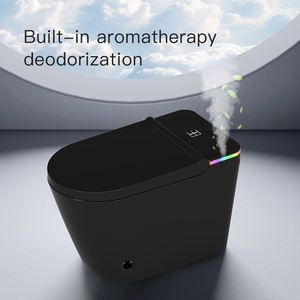 <span class=keywords><strong>WC</strong></span> intelligent en céramique haut de gamme avec siège chauffant, chasse automatique double, lavage arrière, télécommande, siphon P inclus, à poser au sol, allongé - Product Image 5