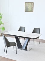 Grande table à manger rétractable avec 4 chaises de luxe et un ensemble de 6 chaises