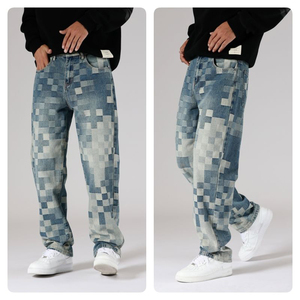 Jins cuci lurus longgar Amerika desain baru masker <span class=keywords><strong>Jeans</strong></span> kualitas tinggi modis