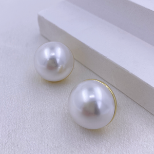 फैशन गहने बड़े अर्ध-गोल मोती ईयररिंग्स शेल मोती इयररिंग्स खोल महिलाओं को स्टड करता है - Product Image 4