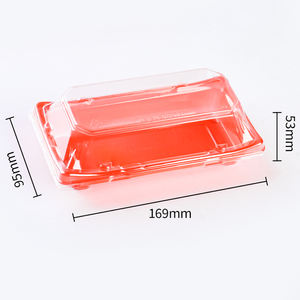 Fabrika özel kırmızı suşi kutusu geri dönüşümlü Blister ambalaj restoran gıda teslimat tek kullanımlık suşi kabı kapaklı - Product Image 4
