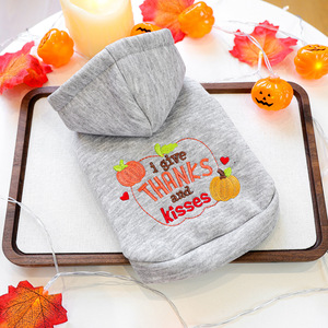 Ropa para Mascotas PETCIRCLE, Sudadera de Otoño/Invierno para Perros Pequeños y Cachorros, con Bordado de Letras de Dibujos Animados y Diseño de Calabaza de Acción de Gracias - Product Image 3