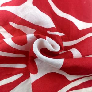 Venta directa de fábrica Transpirable 100% Lino Tela de lino Color rojo Impreso para niñas Camisas de verano y primavera Ropa de vestir - Product Image 2