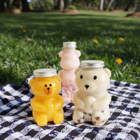 Bouteilles en plastique PET jetables pour fête, motif ours, pour thé au lait, avec bouchon à paille pour boisson à boire directement, emballage de boissons