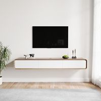 Meuble TV flottant moderne en bois avec rangement, banc console multifonctionnel