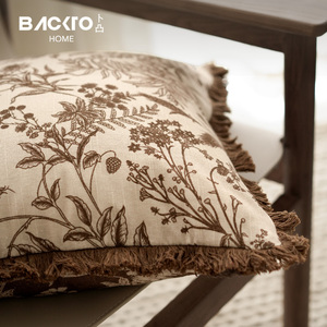 Vải Lanh Hoa Cotton Sofa Đệm Bìa Pháp Phong Cách Tua Fringe Macrame Ném Gối Trường Hợp Phòng Khách Trang Trí Nội Thất Khách Sạn Nguồn Cung Cấp - Product Image 2