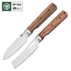 Navaja Plegable Profesional de Acero Inoxidable con Mango de Madera, Herramienta EDC para Exteriores, Camping y Bricolaje, Personalización OEM - Product Image 2