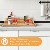 Organisateur de boîtes de conserve en bambou extensible Support à épices réglable à 3 niveaux pour organisateur d'armoires de cuisine