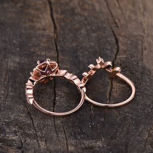 Ensemble de bagues en argent sterling 925 avec alexandrite, plaqué or rose, bague de mariage en alexandrite - Product Image 4