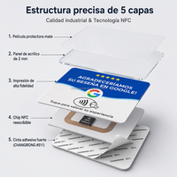 Plaque NFC personnalisée en acrylique espagnole pour avis Google, 12x12cm, plaque intelligente sans contact avec ruban adhésif puissant pour comptoir de restaurant