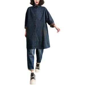 Nouvelle collection automne <span class=keywords><strong>2022</strong></span> : Manteau trench décontracté en jean pour femme, <span class=keywords><strong>grande</strong></span> taille, coupe ample, style rétro polyvalent, mi-long, pour femmes rondes, tendance - Product Image 5