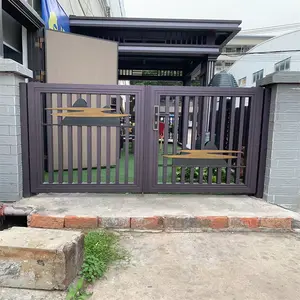 China Customized Exterior Courtyard Aluminum Fence Gate Villa House Engrave Spray Powder Coating Security Entrance Double Door