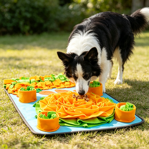 Tapis de reniflement pour chiens, jouet de puzzle interactif pour animaux de compagnie, stimulation mentale, distributeur de nourriture lent, jeu d'enrichissement et d'entraînement en feutre doux - Product Image 5