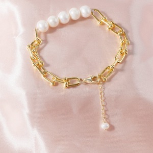 Bracelet en perles d'eau douce naturelles, forme boule, argent <span class=keywords><strong>Tai</strong></span> plaqué or 14 carats, classique, polyvalent, éblouissant, cadeau parfait pour toutes les occasions - Product Image 4