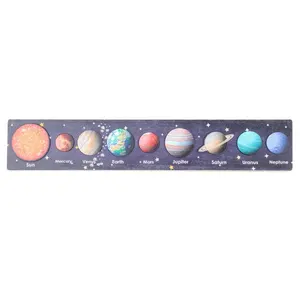 Hot products Early education puzzle cognition universe Solar system eight planets puzzle matching board wooden toys