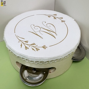 Instrument de musique de fête d'église de mariage de 4 pouces 10 cm en bois de poche personnalisé tambour à main de mariage prix mini tambourin ensemble - Product Image 4