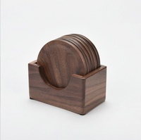 Ensemble de sous-verres ronds en bois, sous-verres résistants à la chaleur en noyer noir et hêtre, sets de table pour tasses à café et tasses à thé