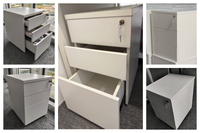 Meubles de bureau au design moderne, meuble à roulettes à 3 niveaux, armoire à dossiers basse avec tiroirs de rangement et serrure