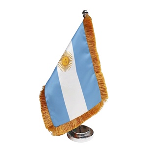 Direct Factory Argentina Desk Flag With Metal Base May Revolution Meeting Decor Custom Fringed Event <b>Mass</b> Production Display - Product Image 1