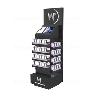 Présentoir sur pied en bois avec écran tactile LCD intelligent, système de poussée et éclairage LED pour la vente de cigarettes - Product Image 6