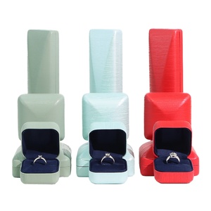 Manufacturer Wholesale Iron PU Leather Jewelry <b>Box</b> Rectangular Velvet <b>Packaging</b> for Rings Square for Rings Jewelry - Product Image 1
